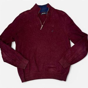 Burgundy Quarter-Zip Sweater
